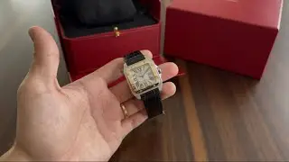 Cartier Santos 100 Two Tone / Gold Bezel Medium Size Automatic Wrist Watch