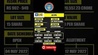 LIC IPO ALLOTMENT| ISSUE PRICE & SIZE🤩|#investing #share #short #market #licipo