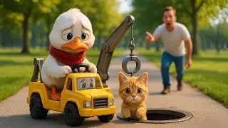 Misunderstood Duck Rescues Kitten and Earns a Brand New Toy Tow Truck! #duckrescue