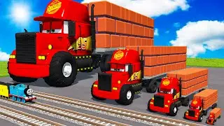Big & Small Long Mack Truck with Bricks vs Train Thomas | BeamNG.drive