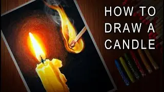 How To Draw A Candle/Candle Drawing/Oil pastel drawing/How To Draw Fire/Fire Colouring