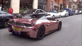 Chrome Rose Gold Ferrari 458 in London - Revs!