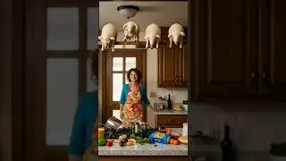 little cute sheep creating mess in the kitchen