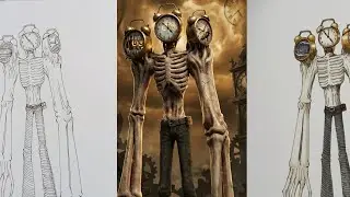 Clock SirenHead Horror drawing ⏰