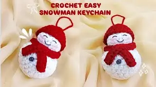 Crochet Super Easy Winter Snowman Keychain ⛄️ | Fluffy bunny crochet 🌸🐰