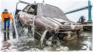 CAR FOUND SHOT w/BULLET HOLES Dumped 30' Underwater in River!