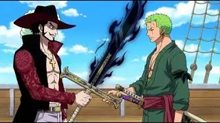 Zoro's reaction after Mihawk hands over the Yoru sword - One Piece