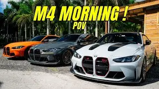 RISE AND DRIVE WITH 3 BMW M4 COMPETITION POV !  - XDRIVE- RWD AND CS !