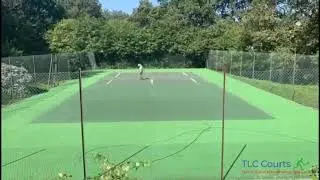 How to paint a tennis court.