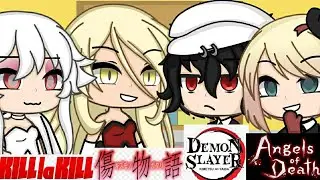 Anime Villans react to Amvs || 1/2 || KLK, Kizumonogatari, DS, AOD ||