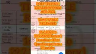 POLYTECHNIC EXAM -April 2021-Time table -Instructions-Regular-Suppl.-Grace students