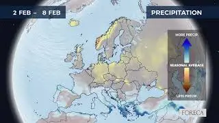 Monthly precipitation forecast for Europe 16/1/2026