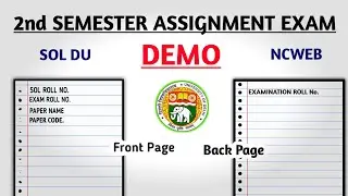 DU SOL Second Semester Assignment Exam 2021 | Front Page & Back Page Demo | College Updates