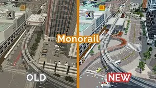 NEW vs OLD Monorail street view (Cities Skylines First person view) (Mingda ep38)