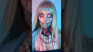 Riley Gets CREEPYFIED🔥 #riley #coolart #spookystuff #teethinaday #boo #bigmouth