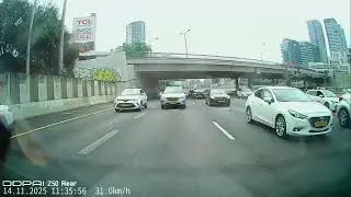A police car with stopped Mercedes car aside a highway 20 (Ayalon, Tel Aviv)
