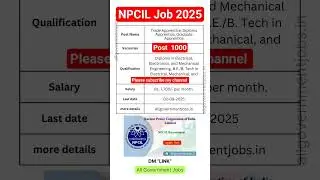 NPCIL All india vacancy 2025 #shorts