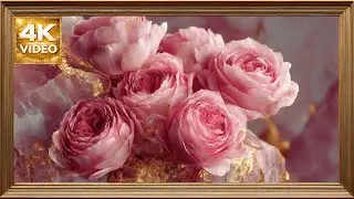 Flores Rom&aacute;nticas 4K | Rosas con Detalles Dorados | Fondo Est&aacute;tico para TV