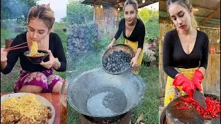Snail salad with chili and noodle cook recipe and eat