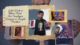 John Wick vs Ghost Rider Art Timelapse (Crayon vs Acrylic Marker)
