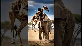 Epic Giraffe vs Elephant Battle &ndash; Power, Strength & Wildlife Showdown. #animals #elephant #wildlife