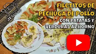 🍗Deliciosos Filetitos de Pollo en Freidora de Aire + Patatas y Verduras al Horno🥔Fácil y Saludable🤩