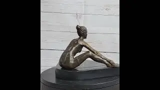 Yoga Athlete Young Woman Stretching Hot Cast Bronze Statue Sculpture Marble Base 7