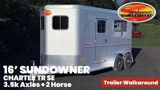 16' Sundowner 2 Horse Charter SE Bumper Pull Trailer &ndash; White &ndash; (2) 3,500 lb Axles 1758