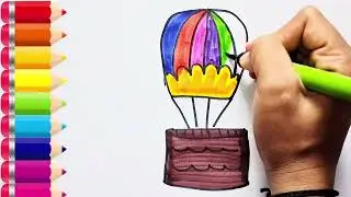 How to draw hot air balloon easy step by step 🎈