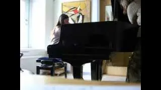 Ineta Sv&auml;rd and Marina Gribinchik in pianostudio. Improvisation. Summer 2013.