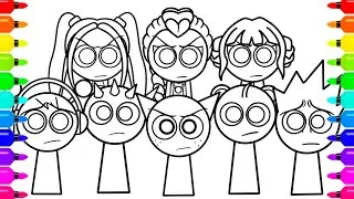 KPop Demon Hunters & Sprunki Coloring Pages - Kpop Idols, but SPRUNKI / Coloring Zoey, Mira, Rumi