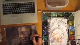 Watercolour Demo of local colour applied to a face.