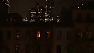 Manhattan, NYC   Window View   Full HD   City Night Lights   Urban Sounds