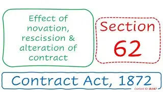 Section 62 Effect of novation, recission and alteration | Contract Act, 1872 (BL047)
