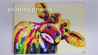 Colorful cow painting process timelapse