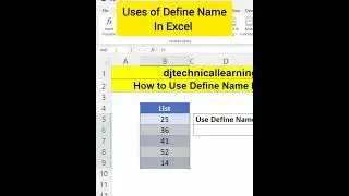 How to Use Define Name in Excel | Define Name in Excel | #definename #name #exceltutorial #functions
