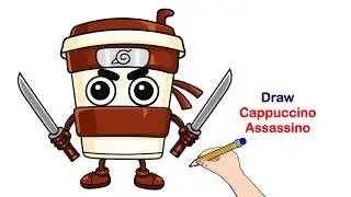 How to Draw Cappuccino Assassino ☕⚔️ | Funny Coffee Character Draw | Cappuccino Assassino - Brainrot