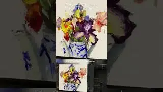 Oil Painting Time Lapse &ldquo;Irises & Porcelain&ldquo; #oilpainting #shorts #allaprima #paintingknife