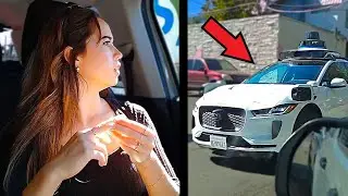 Maya runs into an AI DRIVERLESS taxi in the city...