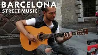 Street Music Acoustic Guitar Performance in Barcelona