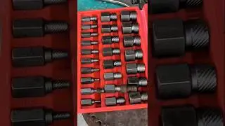 Multi-spline screw extractor set removing stripped or broken screws, bolts, and studs #shortsfeed