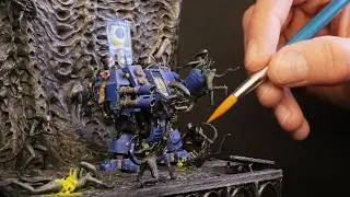 Ultramarine Dreadnought Slaying Aliens - Diorama Building From Scratch