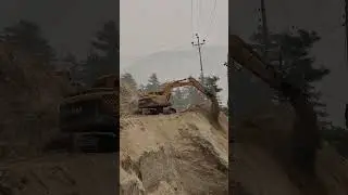Excavator Drillng The Road #roadplanet #constructionequipment #jcb  #shorts