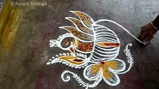 Thai poosam Special Rangoli 🌺 Peacock Rangoli design 🌺 Traditional padikolam design 🌺