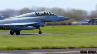 RAF Eurofighter Typhoon & Hawk T2 Jet several low passes with untouched sound
