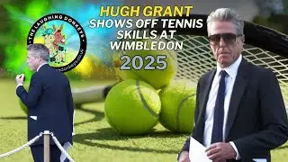 HUGH GRANT SHOWS OFF HIS TENNIS SKILLS AT WIMBLEDON TENNIS