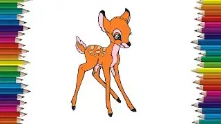 How to draw a cute Deer step by step - Cartoon Deer drawing and coloring