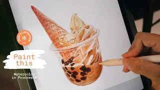 How to Paint a Realistic Brown Sugar Boba Ice Cream in Procreate | Procreate Tutorial
