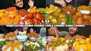 ASMR: Eating spicy🔥 rajma chawal kadhi chawal chole chawal eating challenge 