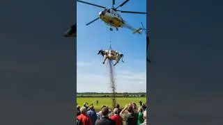 Cow Airlifted by Helicopter in Dramatic Mud Rescue #shorts #animalrescue #love #nature #fyp #amazing